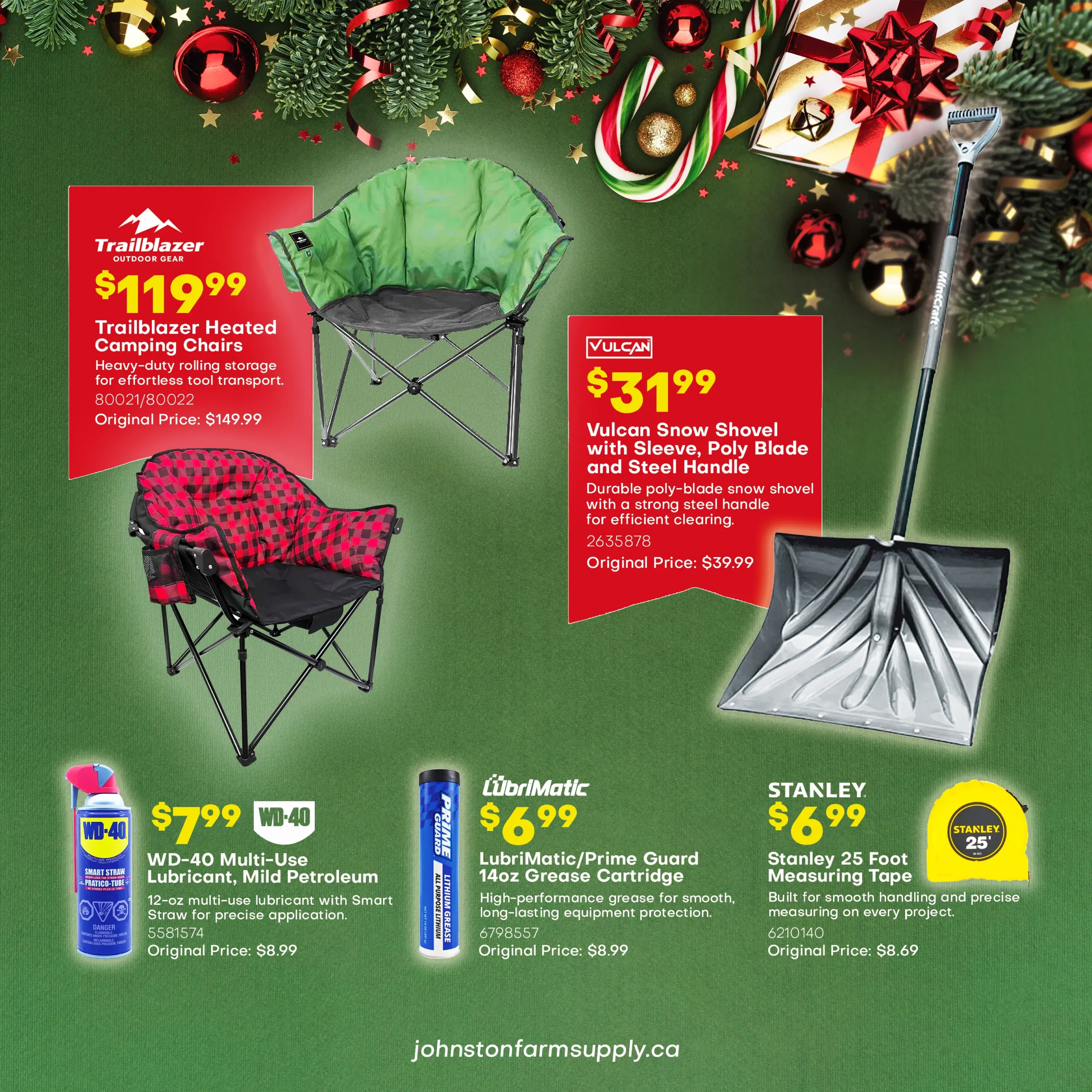 Heated Seats, WD40, Snow Shovels, and Measuring Tape - On Sale