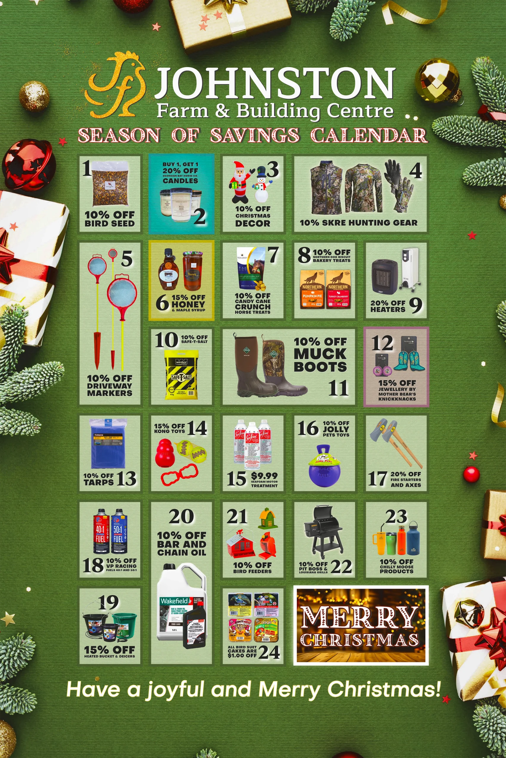Season of Savings Daily Deals Calendar at Johnston Farm & Building Centre in Orillia